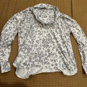 Calvin Klein White and Gray Animal Print Top